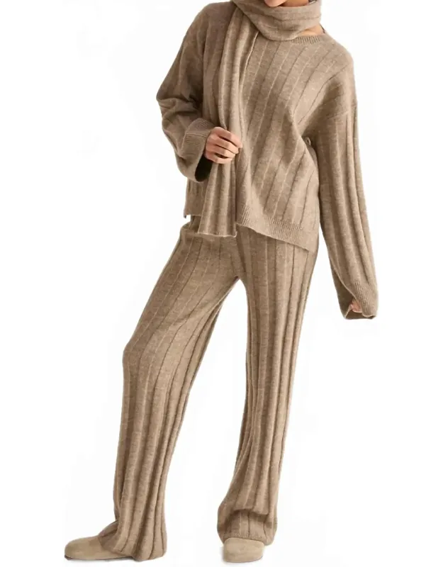 Ribbed Sweater With Scarf Lounge Set