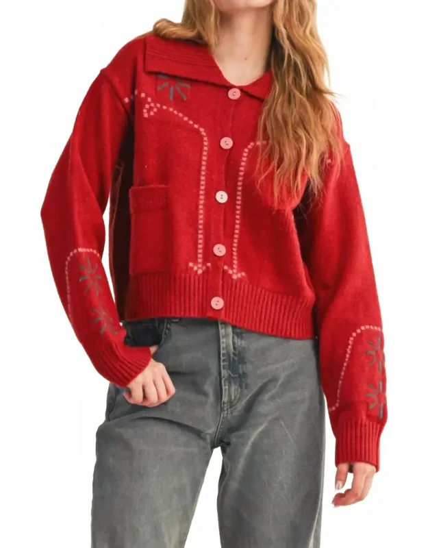Cozy Cherry Knit Sweater Cardigan