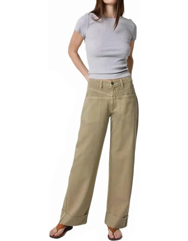 High Rise Cuffed Wide Leg Jeans