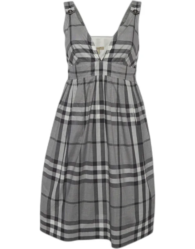 Plaid Print Cotton Poplin Mini Dress