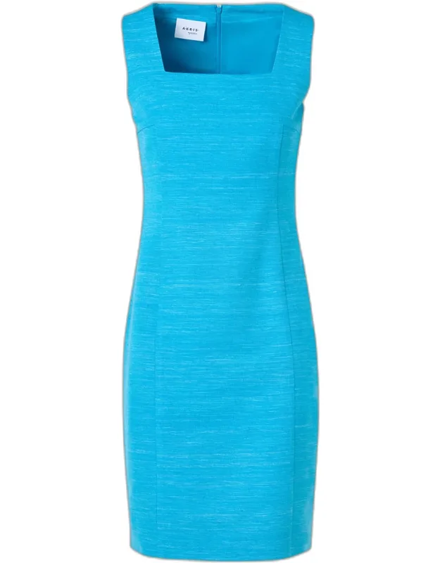 Square-neck Sleeveless Cotton Mini Sheath Dress