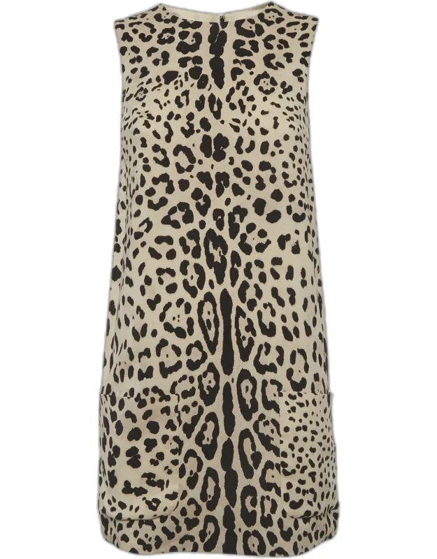 Leopard Print Sleeveless Sheath Mini Dress
