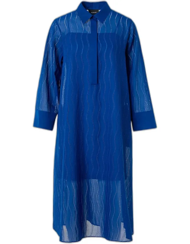 Wave Broderie Anglaise Cotton Voile Midi Shirtdress