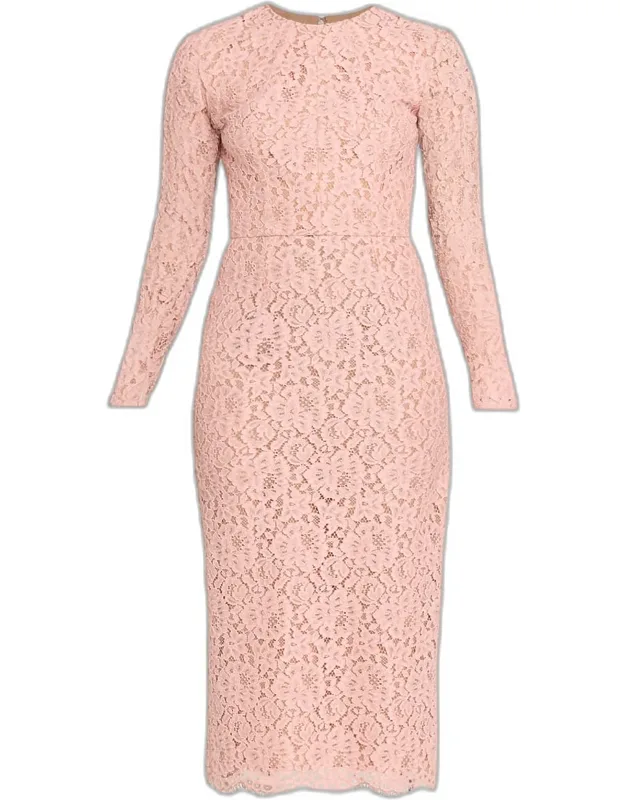 Floral Lace Column Midi Dress