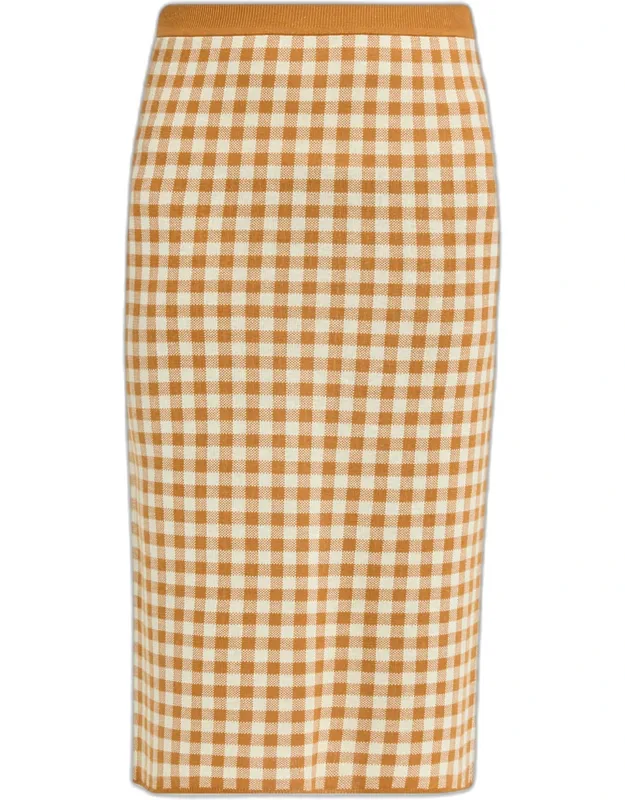 Gingham Silk-linen Midi Skirt