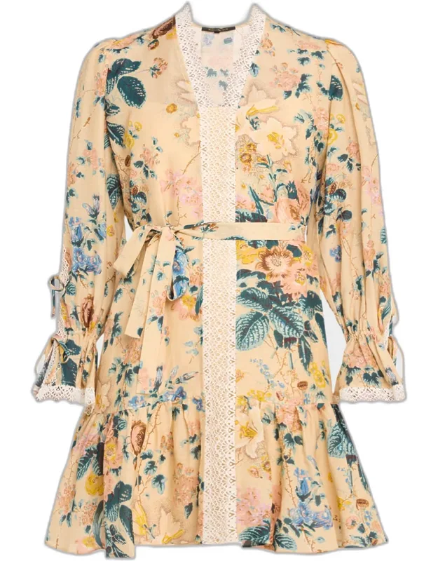Lace Trim Long-sleeve Dress