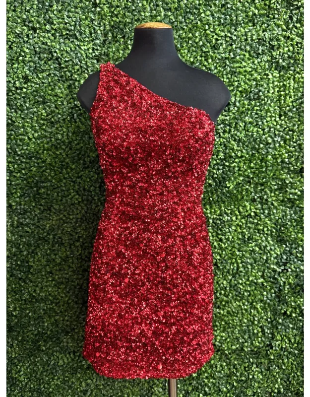 One Shoulder Short Sequin Dress