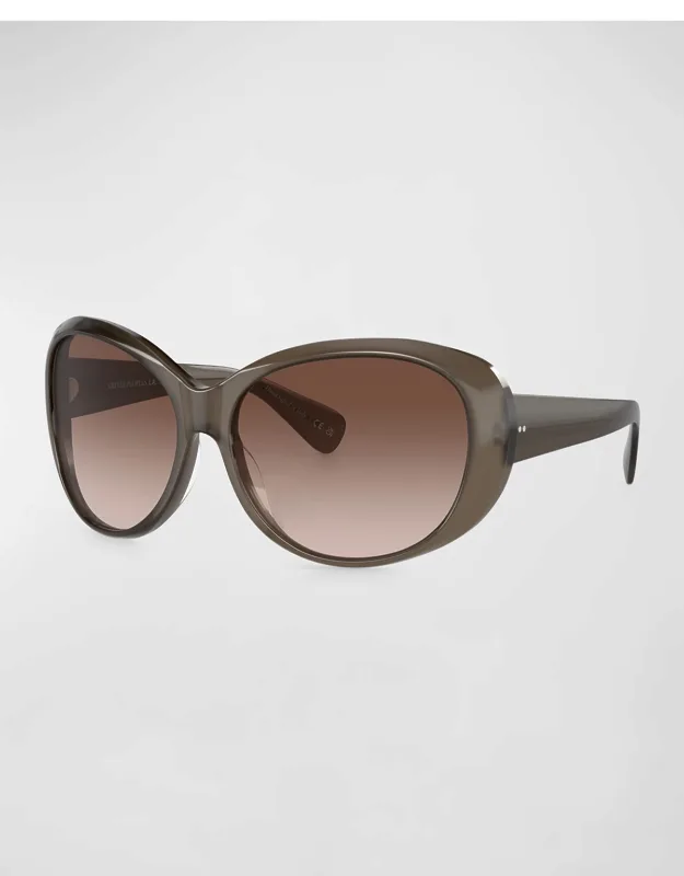 Gradient Acetate & Plastic Round Sunglasses