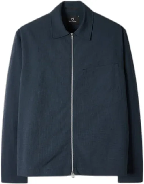 Seersucker Check Zip Shirt Jacket