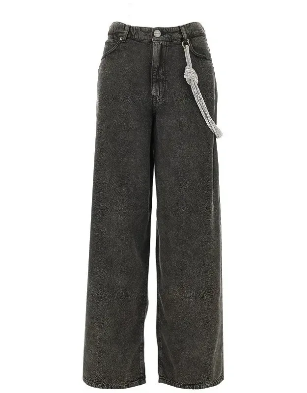 Loose Fit Jeans With Strass Cord