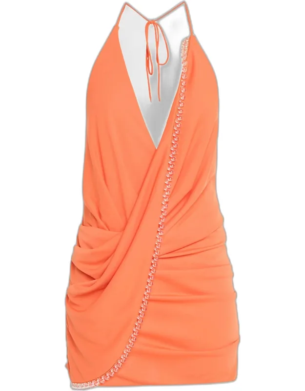Draped Halter Mini Dress