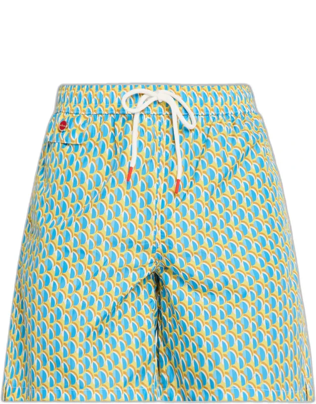 Geometric Snap-pocket Swim Trunks