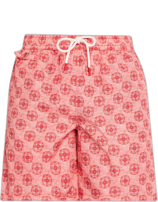 Scratch-print Medallion Swim Trunks