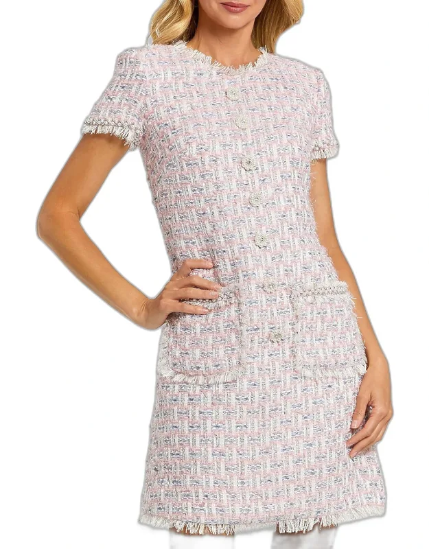 Floral Beaded Tweed Dress