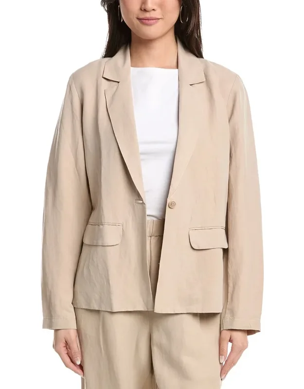 Plus Linen & Silk-blend Blazer
