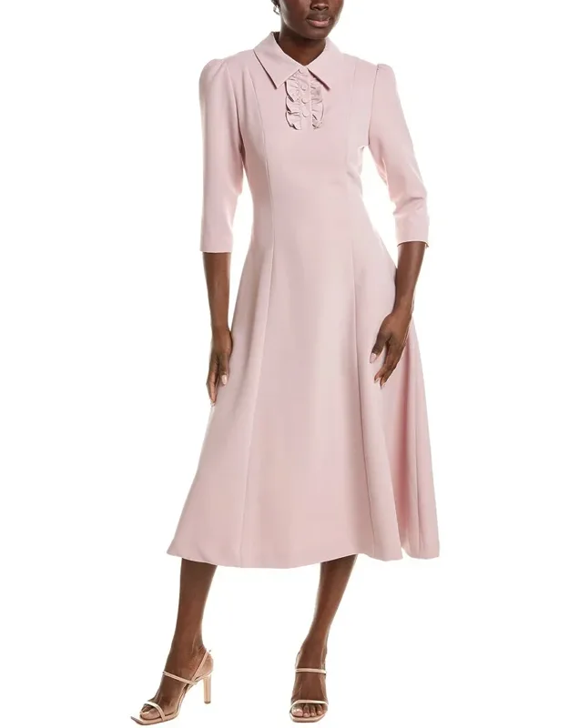 Pink Solid Midi Dress - Approximately 49.2in From Shoulder To Hem