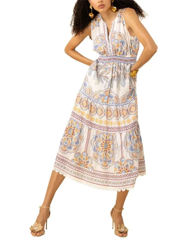 Linen-blend Midi Dress