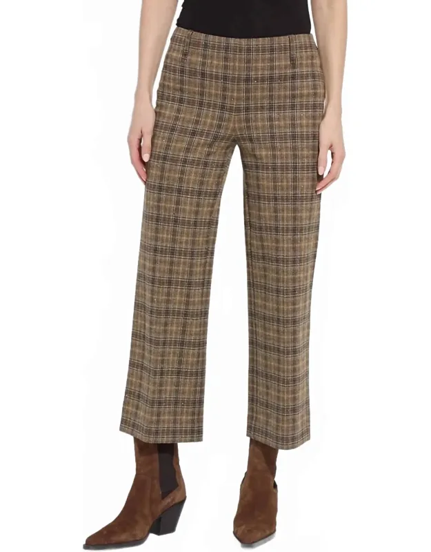 Crystal Embellished Crop Pants In Brushed Plaid