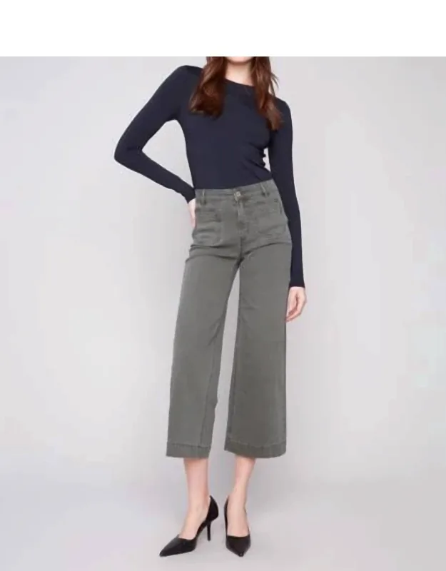 Patch Pocket Flare Twill Pants