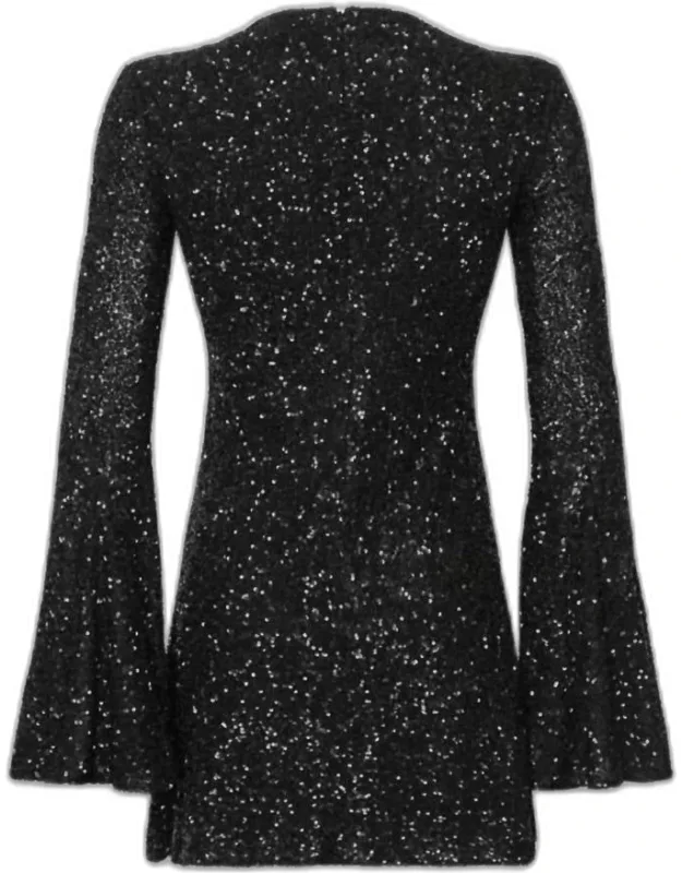 Sequin Flutter Sleeve Dress
