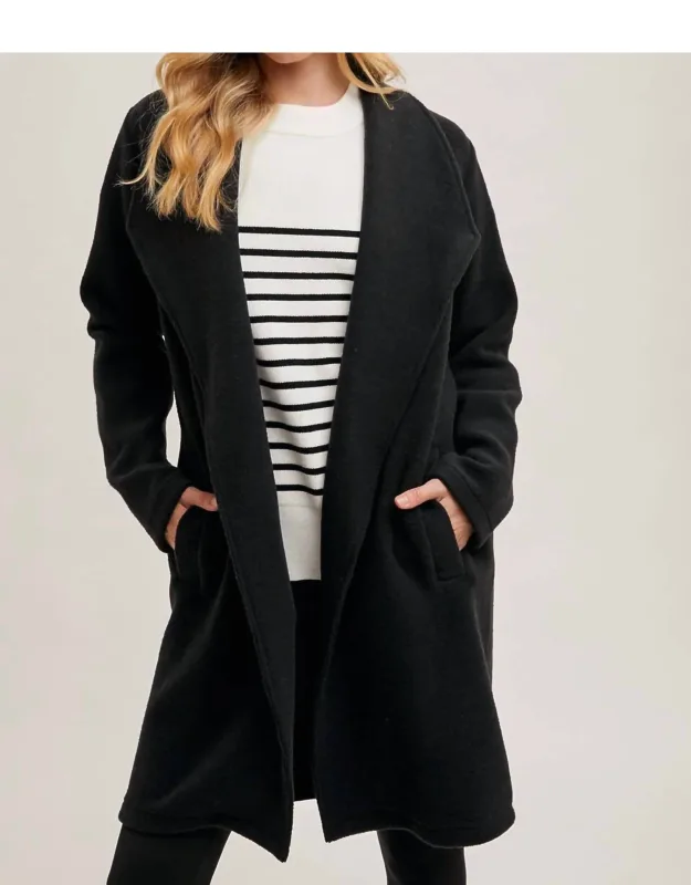 Longline Open Front Knit Coat