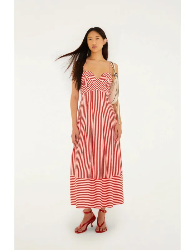 Checkered Stripes Sleeveless Maxi Dress