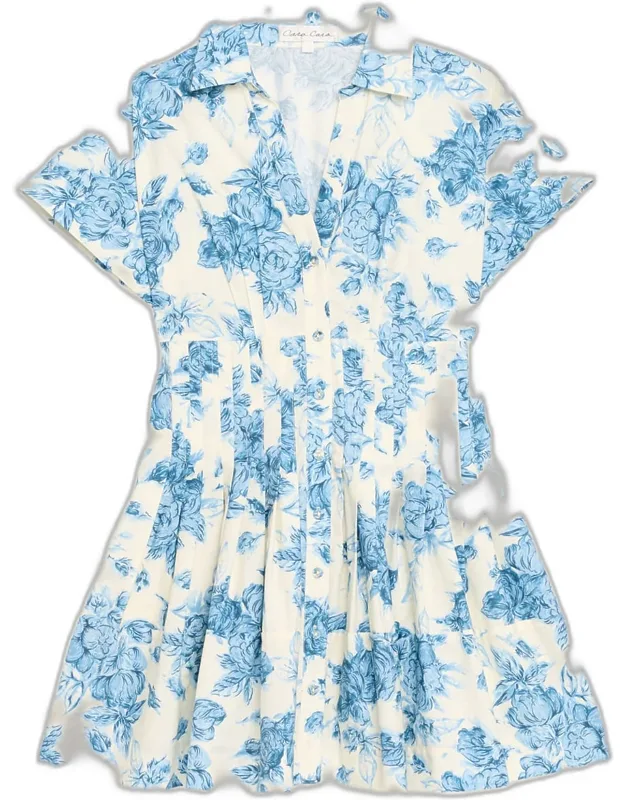 Printed Button-front Mini Dress