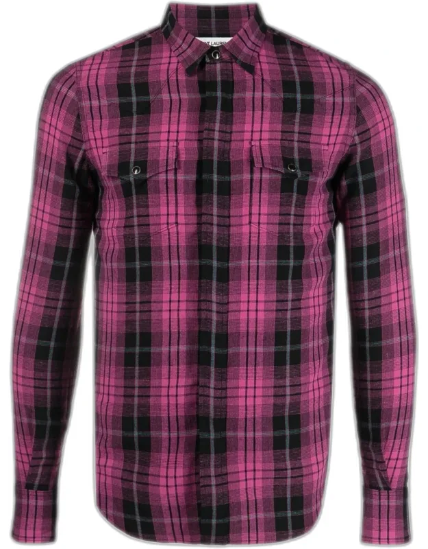 Check Print Linen Blend Slim Fit Western Shirt
