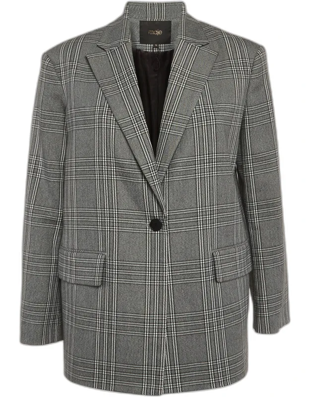 Plaid Wool Blend Blazer