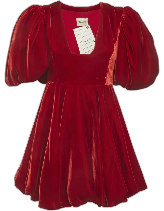 Velvet Puff Sleeve Mini Dress