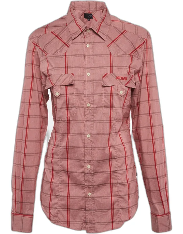 Plaid Print Stretch Cotton Button Up Shirt