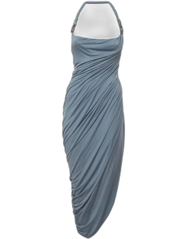 Stretch Crepe Ruched Maxi Dress