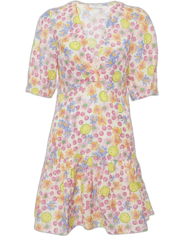 Floral Print Linen Blend Mini Dress