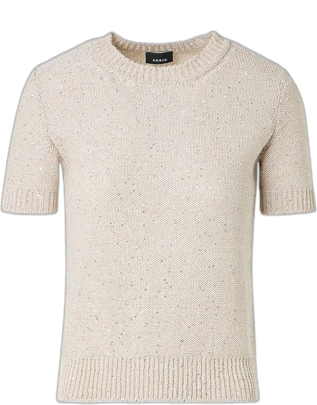 Linen-cotton Short-sleeve Sweater
