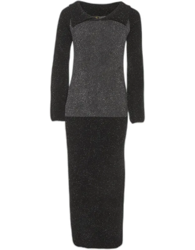 Vintage Synthetic Knit Metallic Maxi Dress
