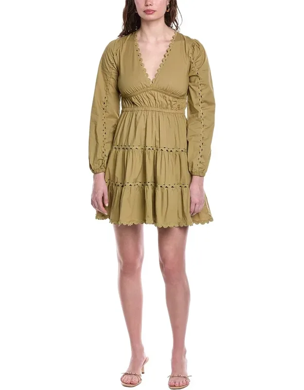 V-neck Cinched Waist Mini Dress
