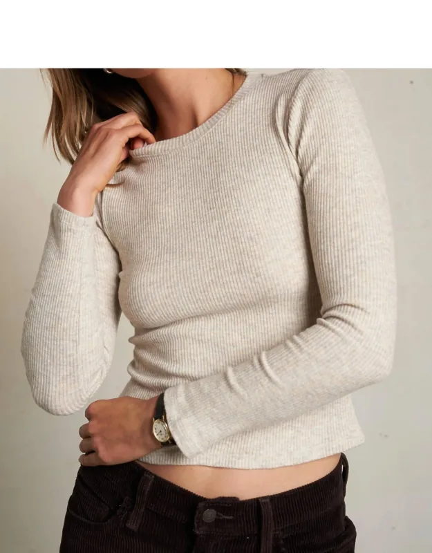 Jolie Sweater Rib Long Sleeve Crewneck Top