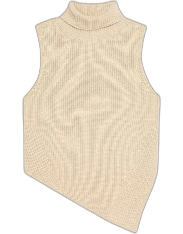 Fennec Sleeveless Asymmetric Turtleneck Sweater
