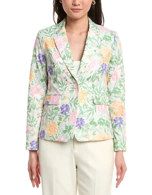 Tahari Asl Blazer With Notched Lapel And Two Front Flap Pockets