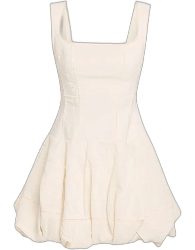 Nattie Bubble Mini Dress With Voluminous Hem And Square Neckline
