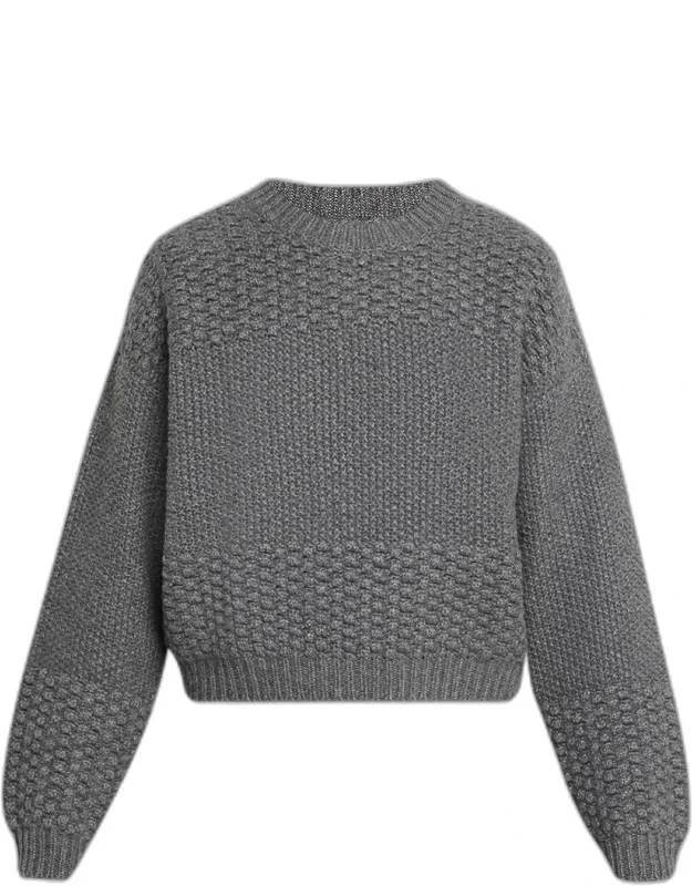 Textured Cashmere Knit Crewneck Sweater