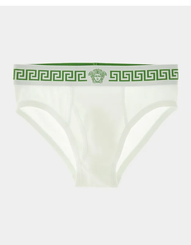 Medusa La Greca Cotton-rib Briefs