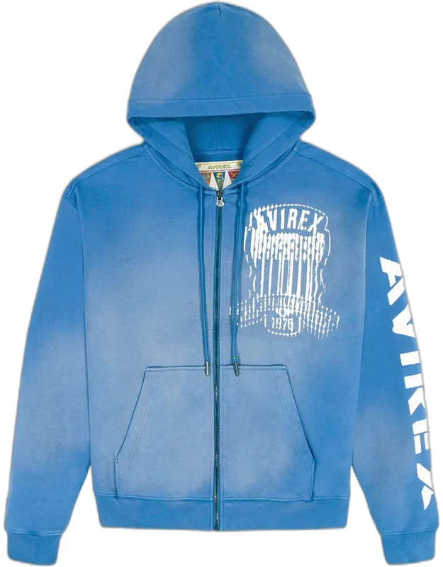 Distressed Icon Patch Washed Full-zip Hoodie