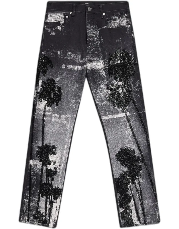 Beaded Palms Straight-leg Jeans