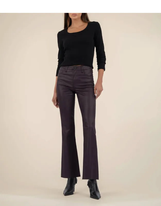 Coated High Rise Flare Pants