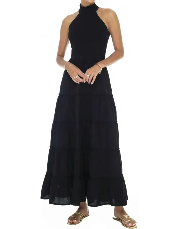 Brushed Cotton Maxi Halter Dress
