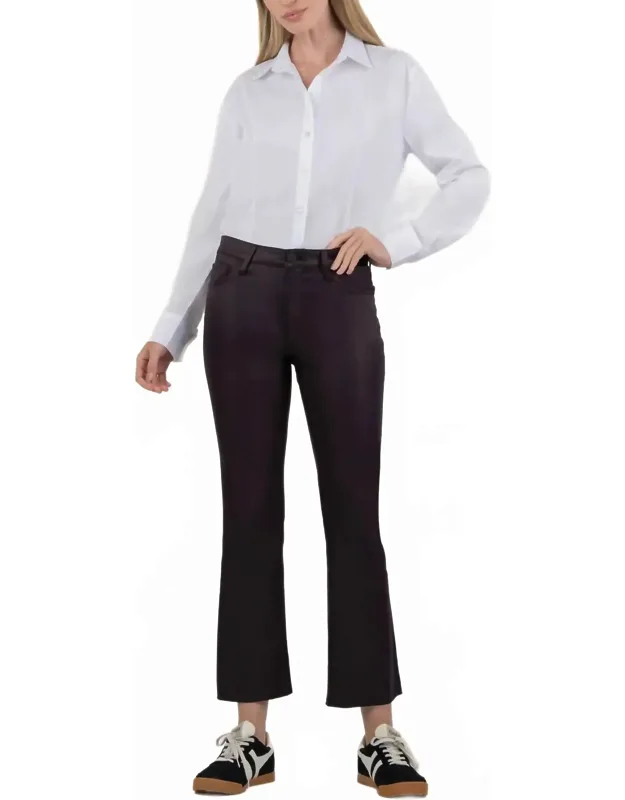 High Rise Raw Hem Ankle Flare Jeans