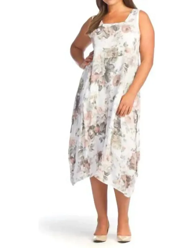 Floral Linen Panelled Dress