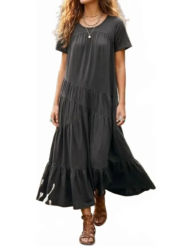 Vintage Relaxed Cotton Tiered Maxi Dress