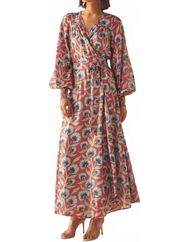 Lorelei Wrap Dress With Adjustable True Wrap And Smocked Wrist Detail